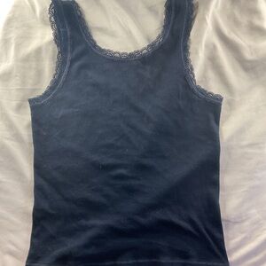 Brandy Melville Navy Lace Tank Top
